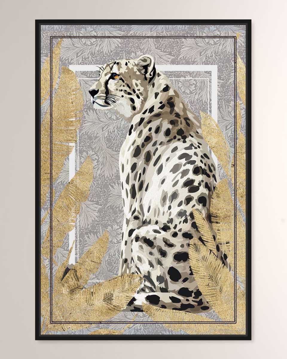 "Jungle White Cheetah" Framed Giclee on Canvas